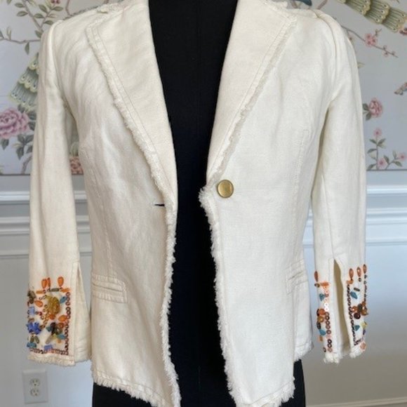 Diane Von Furstenburg ivory lightweight jacket. 3/4 sleeves - Picture 1 of 4